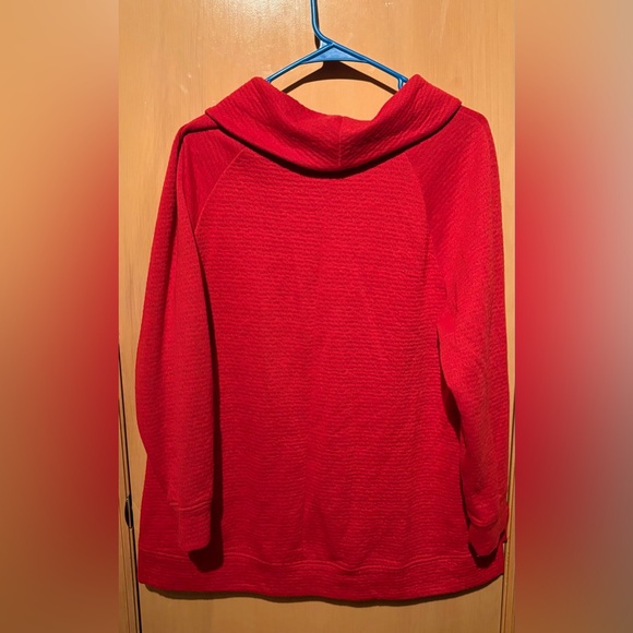 Lane Bryant Relaxed Cowlneck Textured Pullover Top Sweatshirt Red Size 14/16 - Picture 5 of 6